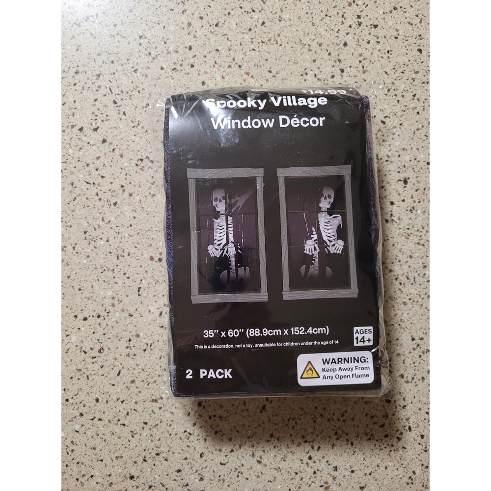 NEW Spooky Village Halloween Window Decor, Window Curtain Panels